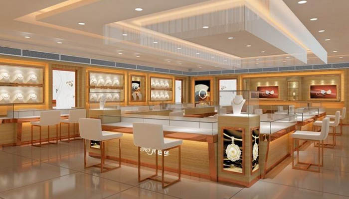 چیدمان دکور طلا فروشی برای مغازه های بزرگ