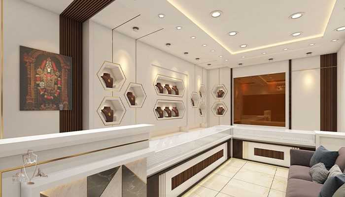 جذابیت بیشتر دکوراسیون داخلی طلا فروشی با المان های هنری