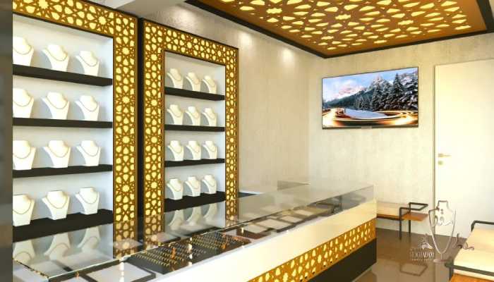 جذابیت بیشتر دکوراسیون داخلی طلا فروشی با المان های هنری