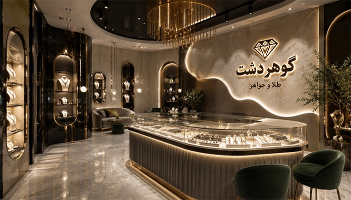 طراحی دکور طلا فروشی در گوهردشت